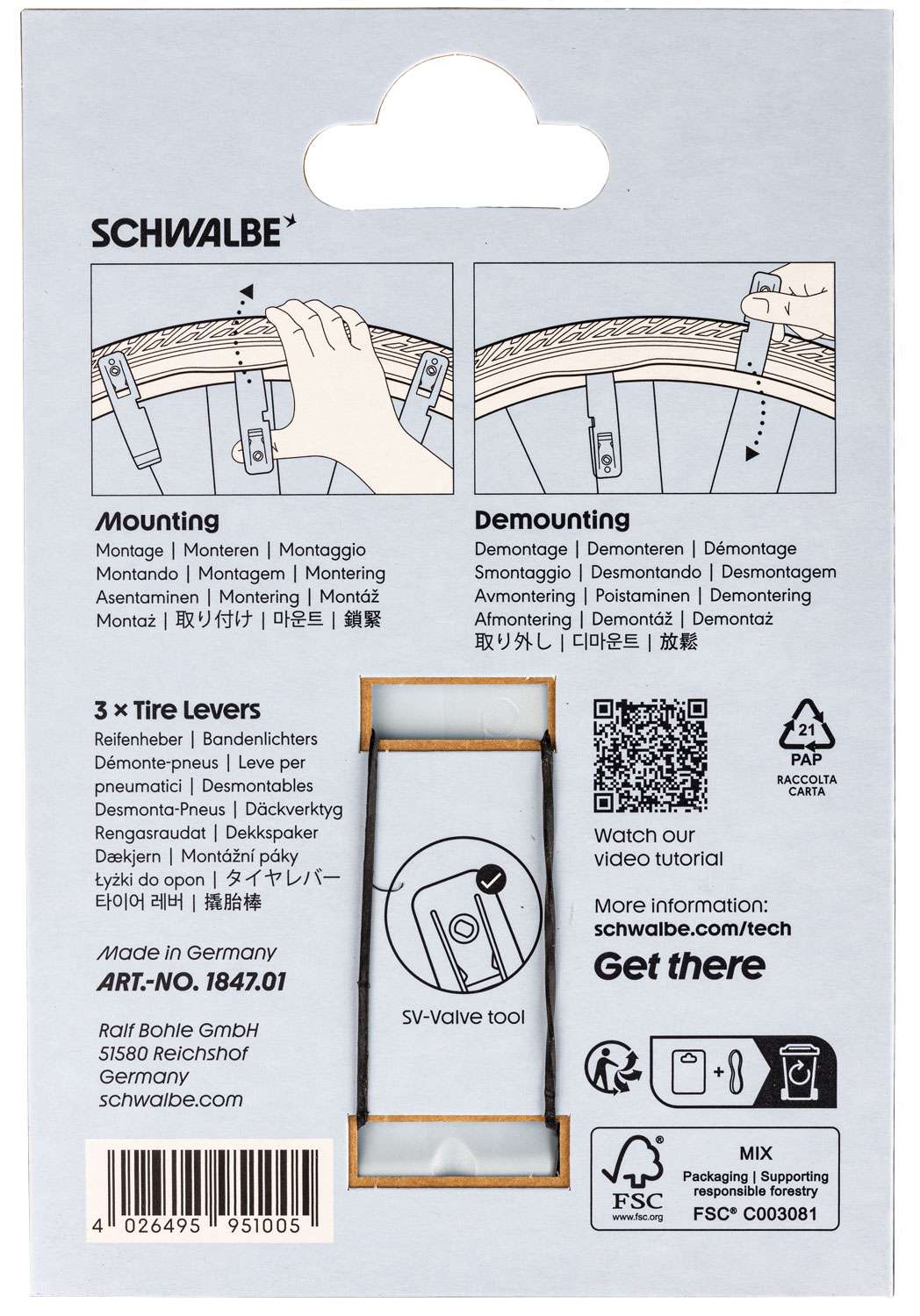 Schwalbe Rengasraudat (3 kpl) – helppo ja turvallinen renkaan vaihto